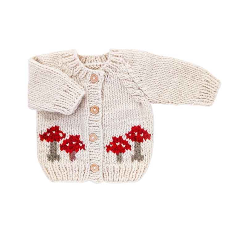 Mushroom Cardigan Sweater – Natural by Huggalugs