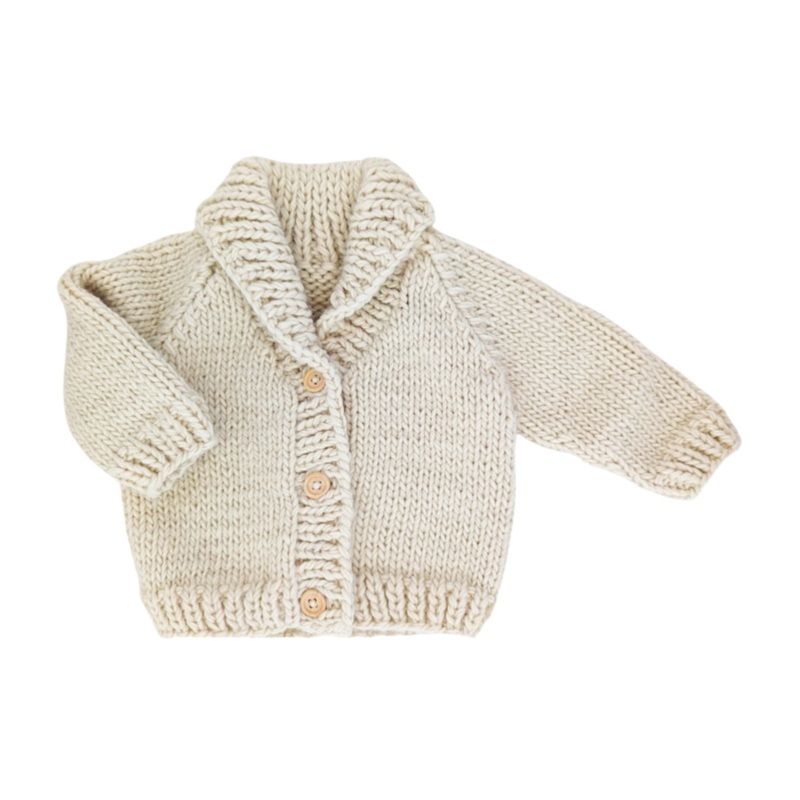 Shawl Collar Cardigan Sweater – Natural by Huggalugs