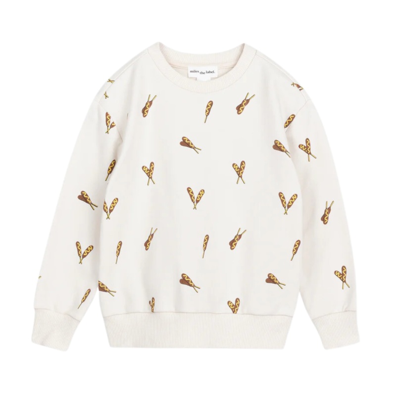 Terry Sweatshirt – Corn Dog Print on Birch by miles the label. – FINAL SALE