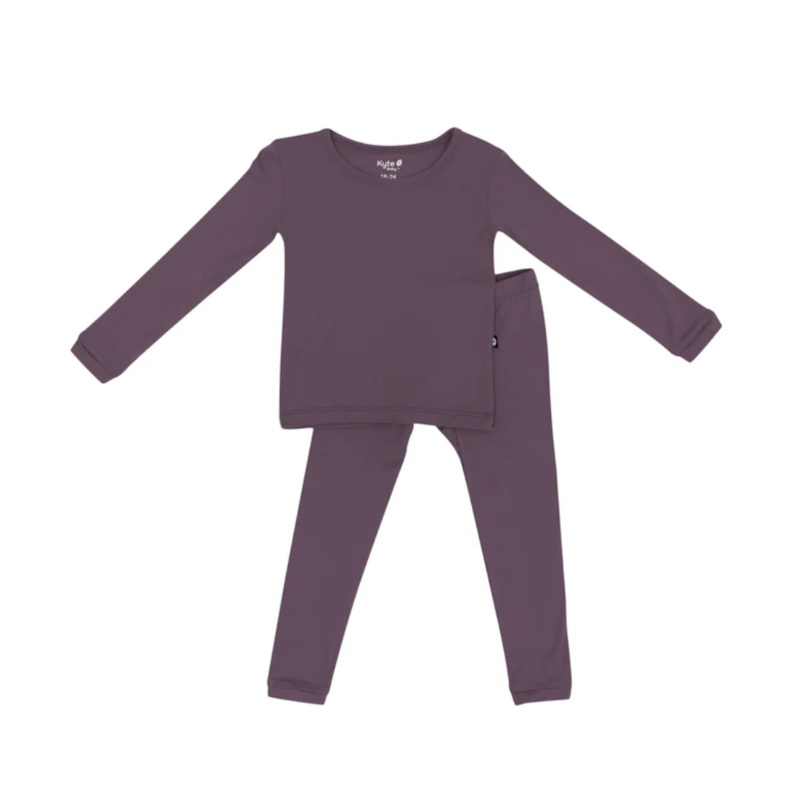 Solid Long Sleeve Toddler Pajama Set – Currant by Kyte Baby