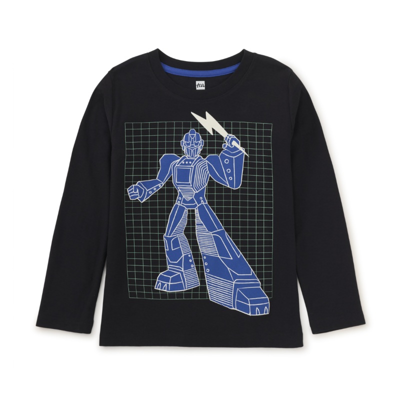 Glow Robot Layered Sleeve Tee – Jet Black by Tea Collection – FINAL SALE