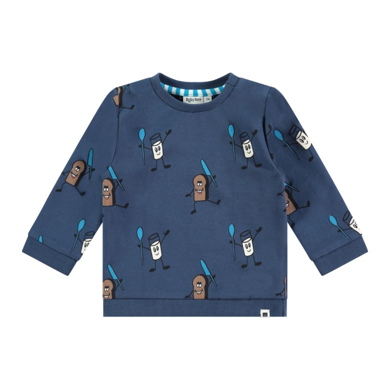 Baby Sweatshirt – Blue Breakfast Print by Babyface – FINAL SALE