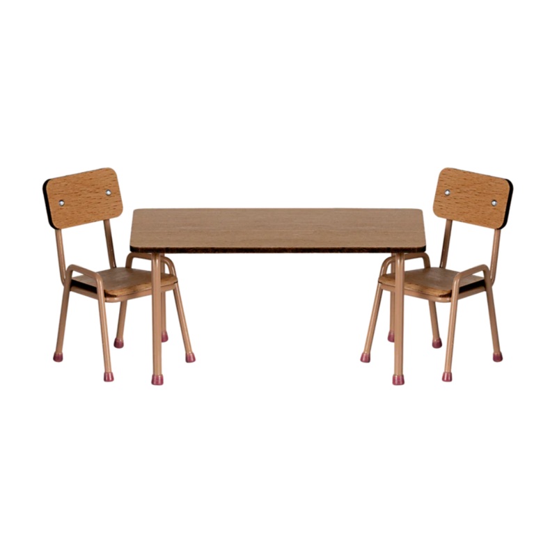 Table and Chair Set, Mouse – Dark Powder by Maileg