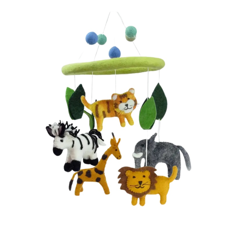 Wool Mobile – Baby Jungle Animals by The Winding Road