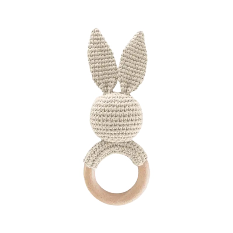 Cotton Crochet Rattle Teether – Cream Bunny by The Blueberry Hill
