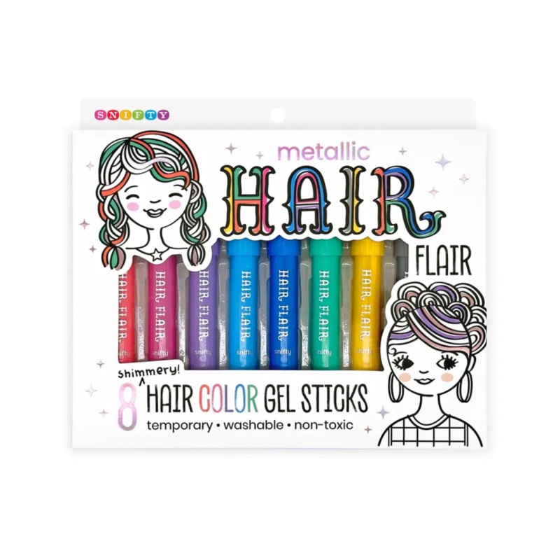 Hair Flair Metallic Shimmery Hair Color Gel Sticks Set of 8 by Snifty