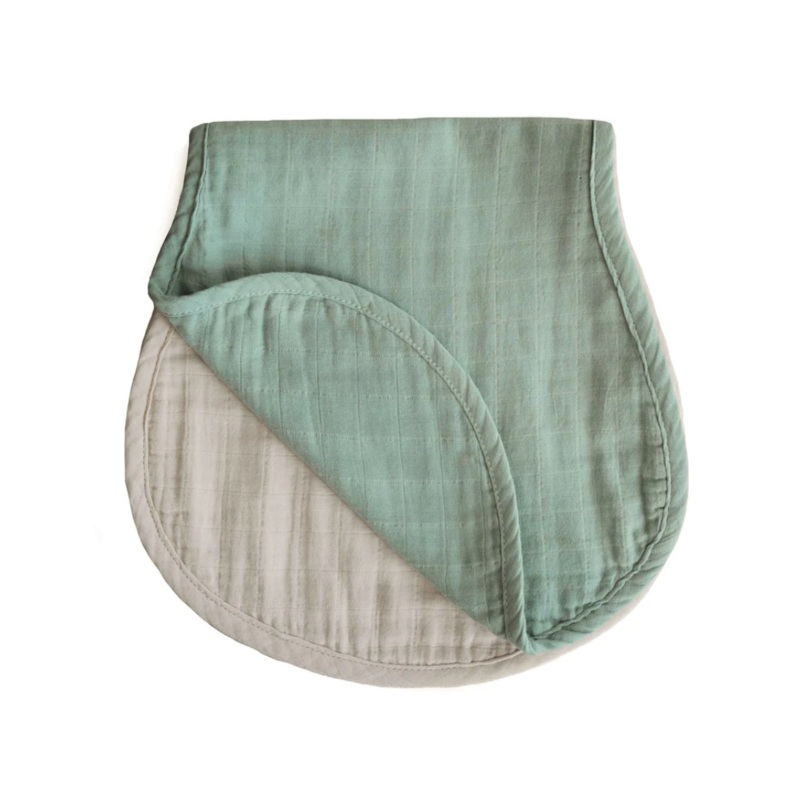 Organic Muslin Burp Cloth 2 Pack – Roman Green/Fog by Mushie & Co