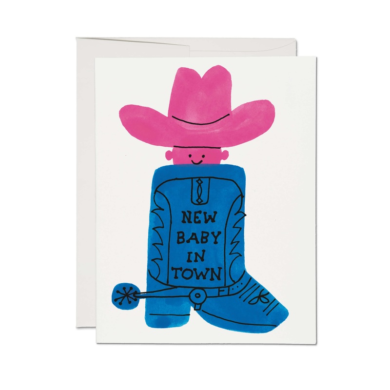 Boot Baby Greeting Card by Red Cap Cards