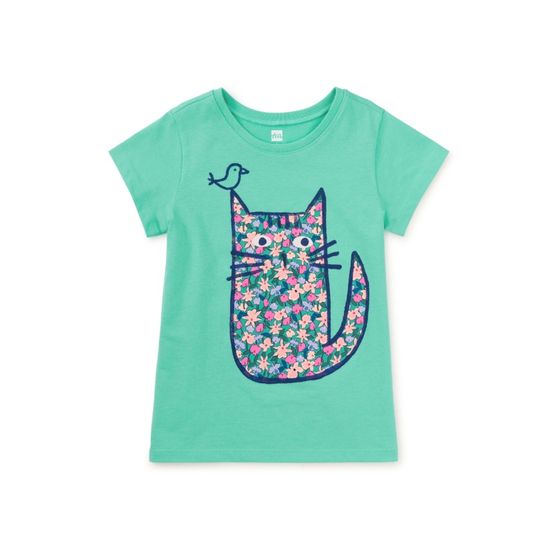 Floral Cat Graphic Tee – Turquesa by Tea Collection