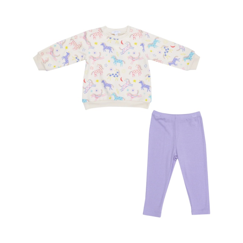 French Terry Puffy Oversized Sweatshirt And Rib Legging – Fun Unicorns by Angel Dear