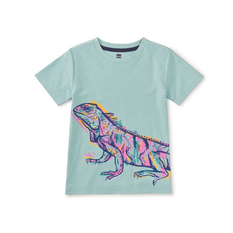 Graffiti Iguana Graphic Tee – Canal Blue by Tea Collection