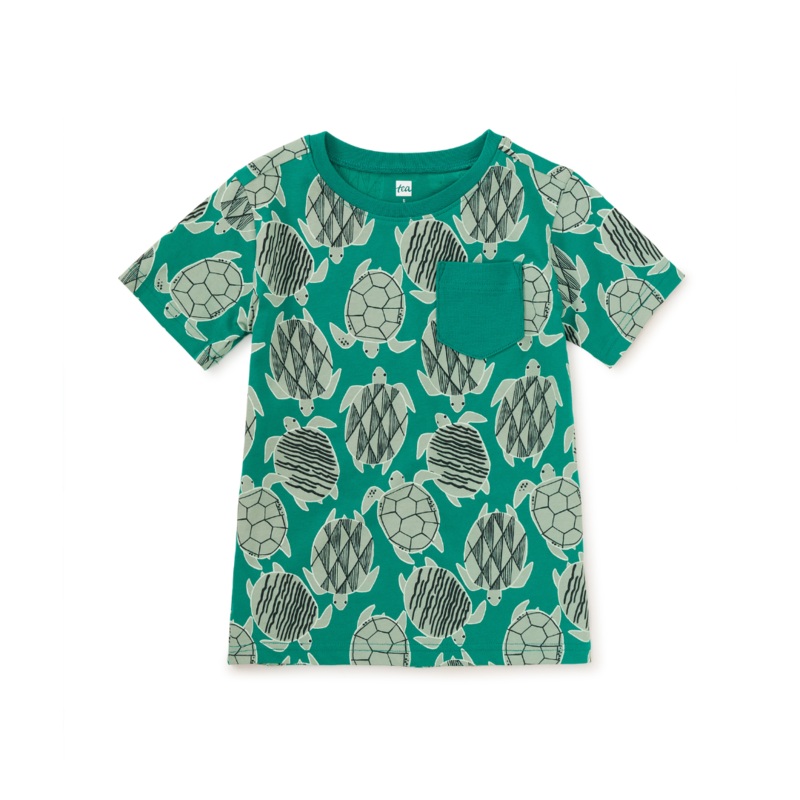 Printed Pocket Tee – Tiled Turtles by Tea Collection