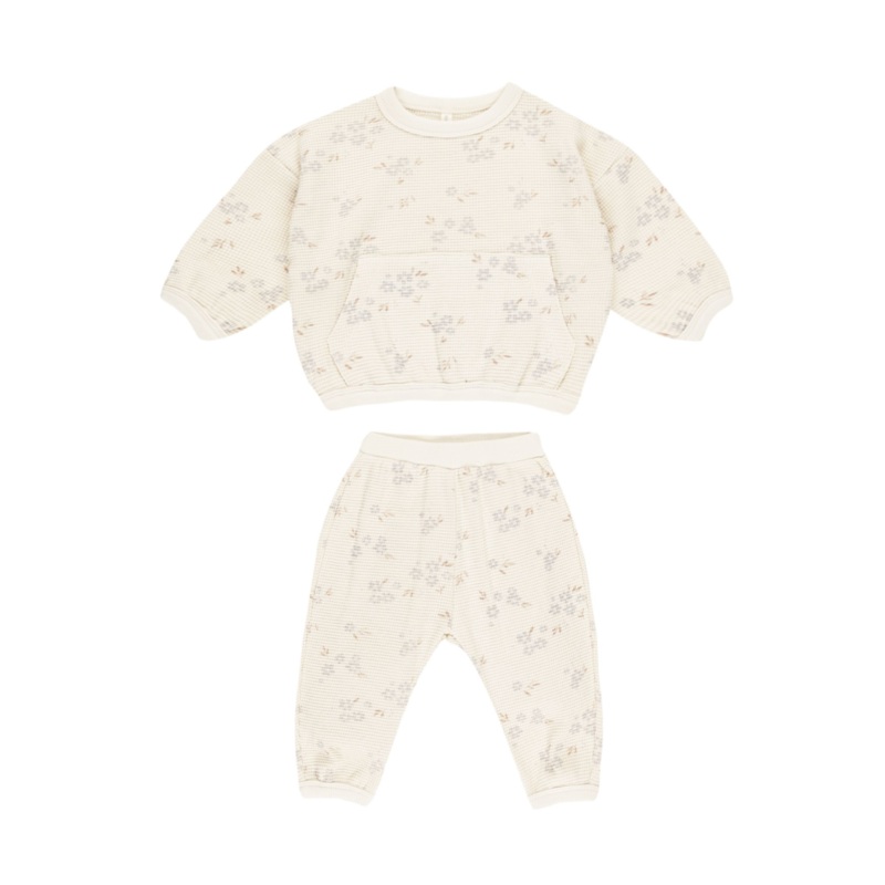 Waffle Slouch Set – Blue Ditsy by Quincy Mae