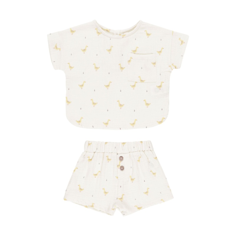 Woven Boxy Top + Short Set – Geese by Quincy Mae