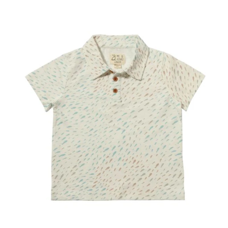 Starboard Polo Shirt – Beige/Blue Fish by Me & Henry