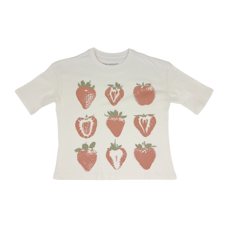 Strawberry Fields Short Sleeve Super Tee – Natural by Tiny Whales – FINAL SALE