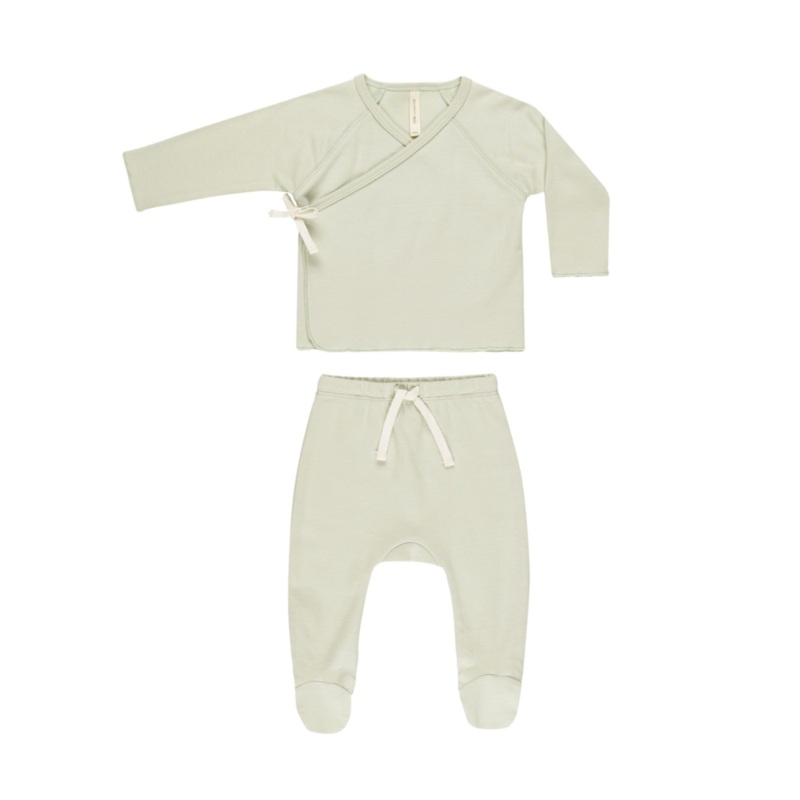 Wrap Top + Footed Pant Set – Mint by Quincy Mae