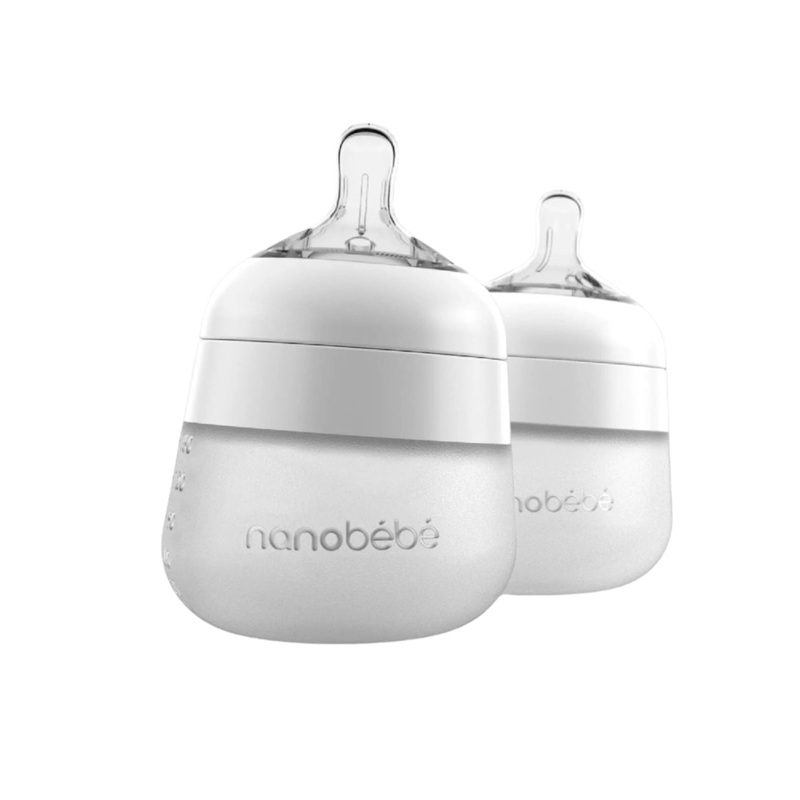 5oz Flexy Silicone Baby Bottle 2 Pack – White by Nanobebe
