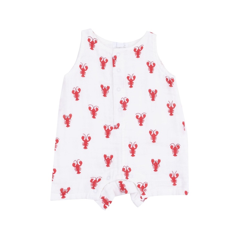 Muslin Sleeveless Shortie Romper – Lobster by Angel Dear