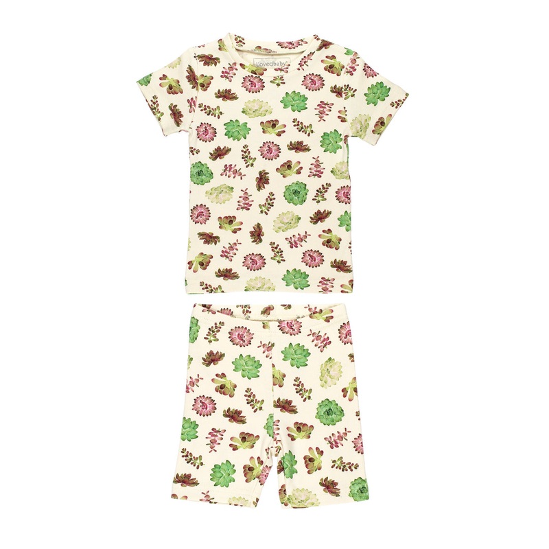 Organic Kids Short Sleeve Pajama Set – Buttercream Succulents by Loved Baby